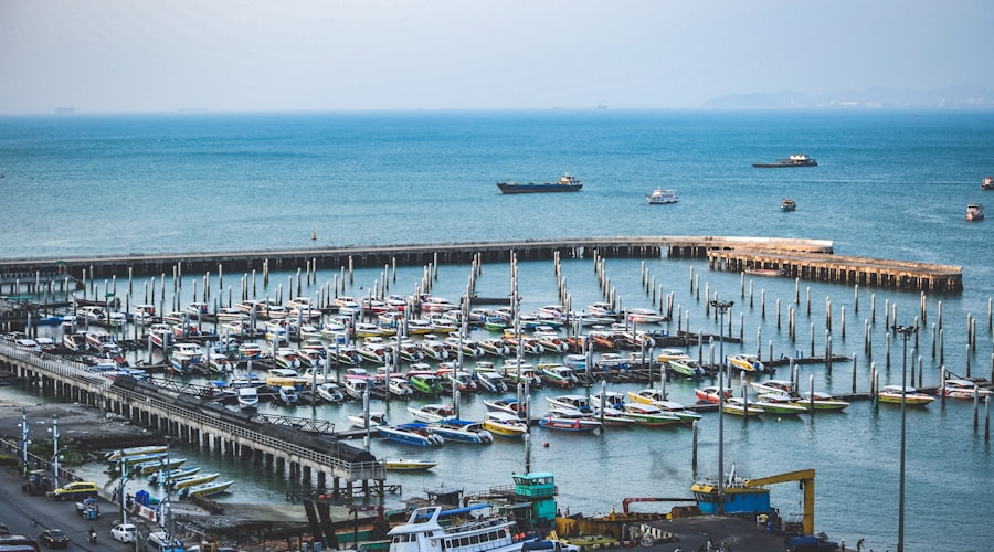 Boats docked at a Thai pier
